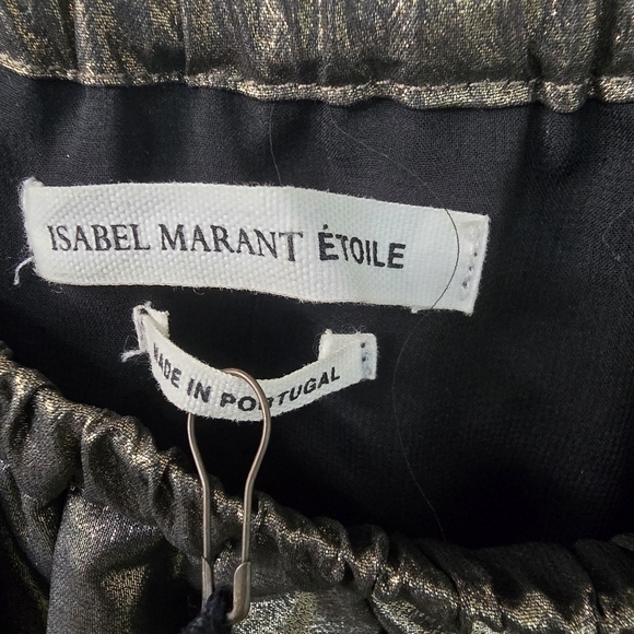 Isabel Marant Etoile Gold Pleated Mini Skirt with defect frayed hem - Picture 5 of 6